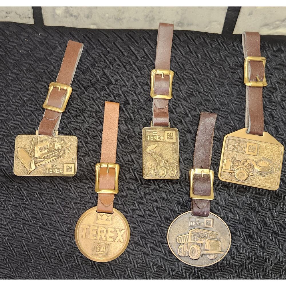 Vintage Watch Fobs - set of 5 Terex GM advertising fobs